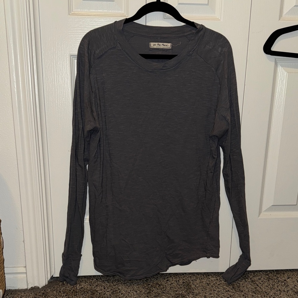 We The Free Long Sleeve Crewneck Tee in Charcoal